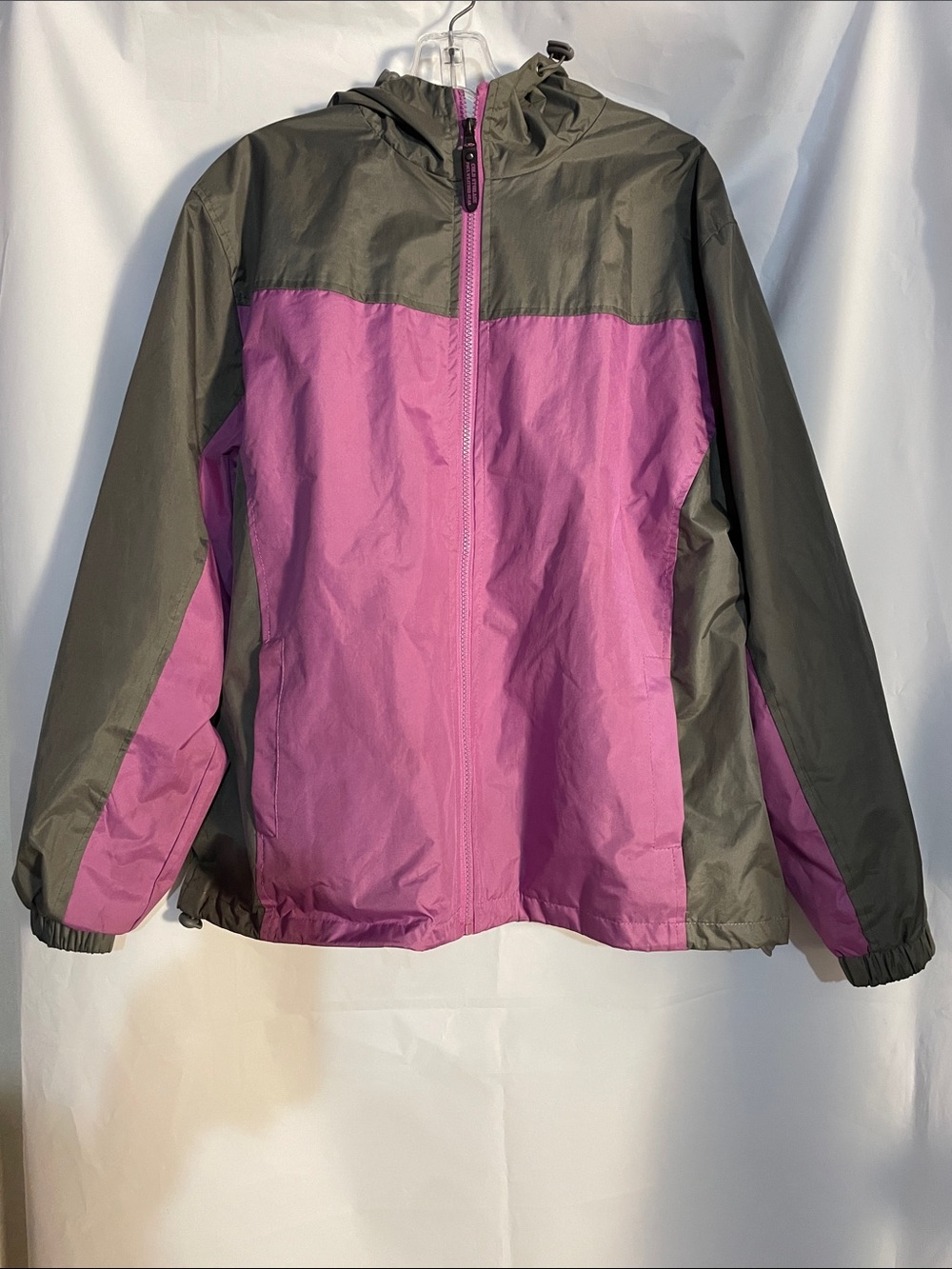 Women’s Hooded Rain Jacket - Pink & Olive, size L